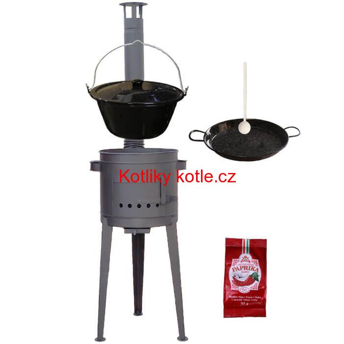 Smaltovaný kotlík 13 L + Paella smaltovaná pánev + vysoká žáruvzdorná kotlina 36 cm PLUS 600