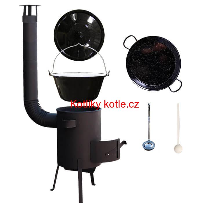 Smaltovaný kotlík 16 L + Paella snaltovaná pánev 42 cm + žáruvzdorná kotlina 39 PLUS 600 4 MM