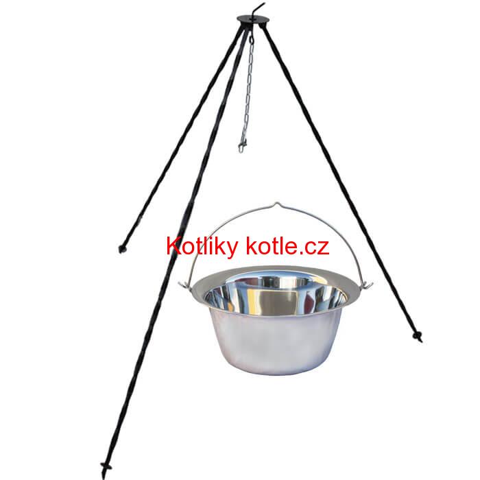 Nerezový kotlík (INOX 0,8 mm) 22 L + trojnožka 1,2 m