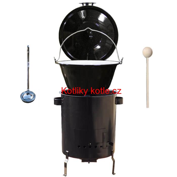 Smaltovaný kotlík 30 L (1,2 mm) + hrubostěnná (1,5 mm) kovová kotlina 45 STRONG