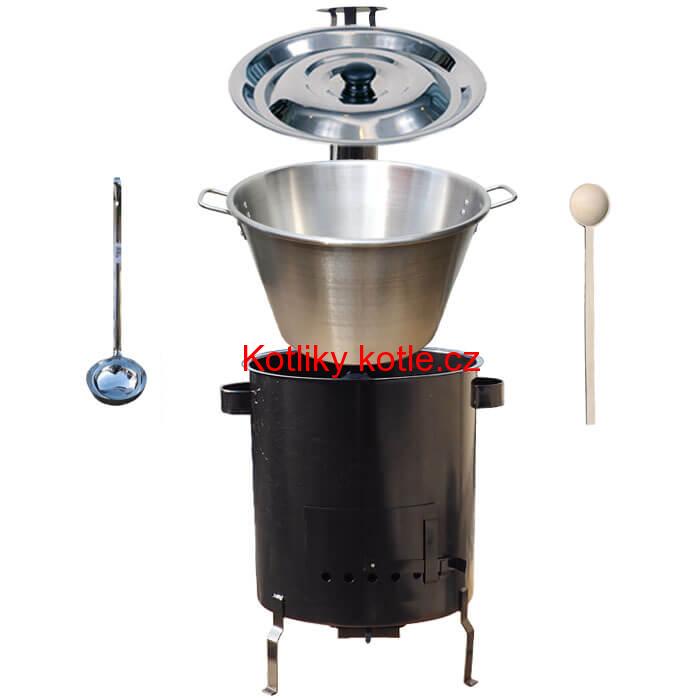 Nerezový kotel 40 L (1,2 mm) + hrubostěnná (1,5 mm) kovová kotlina 45 STRONG