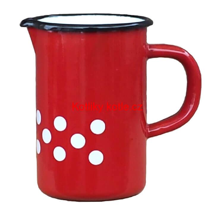 Smaltovaný hrnek s ouškem 0,5 L - červený, vysoký