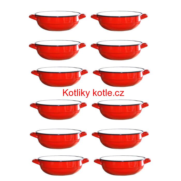 Souprava smaltovaných selských misek 16 cm 12 ks