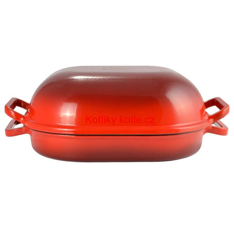 Litinový pekáč s poklicí se smaltovanou úpravou 7 L (KROCAN) RED
