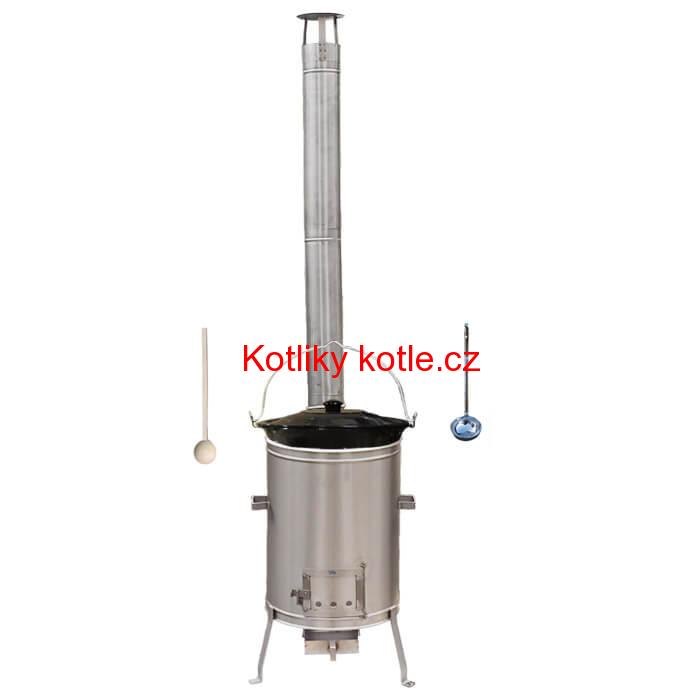 Smaltovaný kotlík 25 L (1,2 mm) + nerezová kotlina 42 cm LUX + vařečka a naběračka