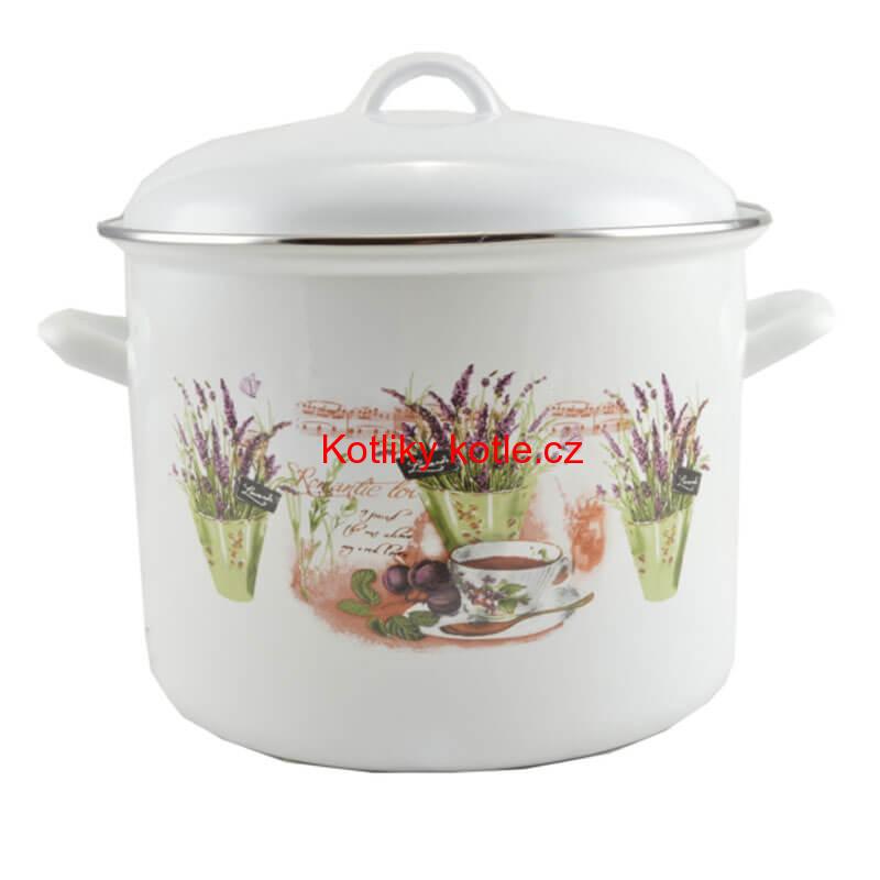 Smaltovaný hrnec s poklicí 8,6 L levandule