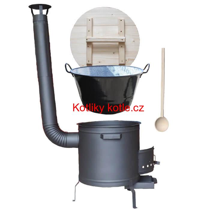 Zabijačkový smaltovaný kotel 100 L + žáruvzdorná kotlina 60 cm PLUS 600