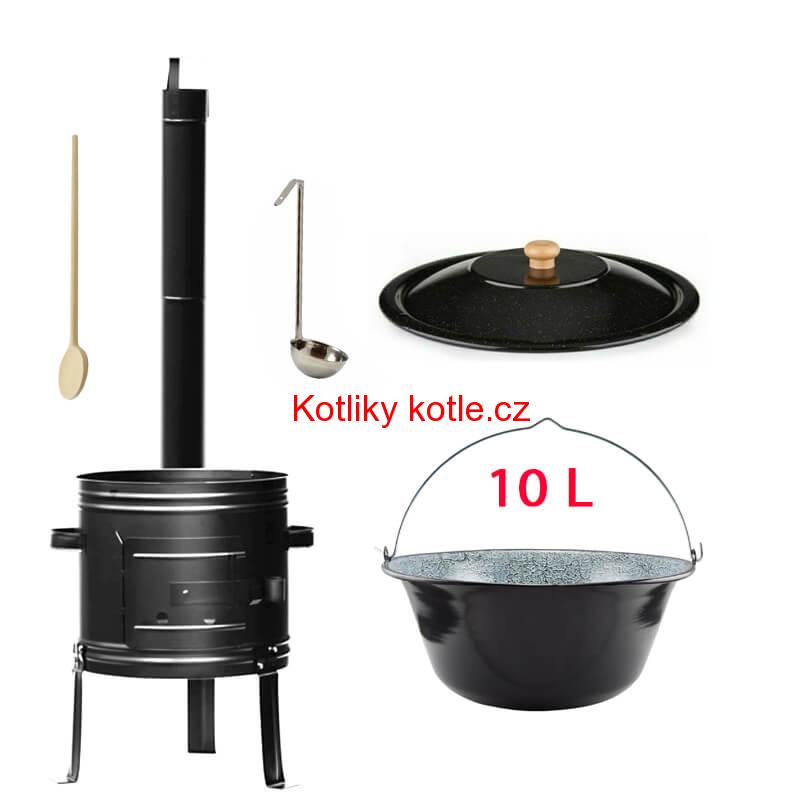 Smaltovaný kotlík 10 L + kovová kotlina 31 KOV
