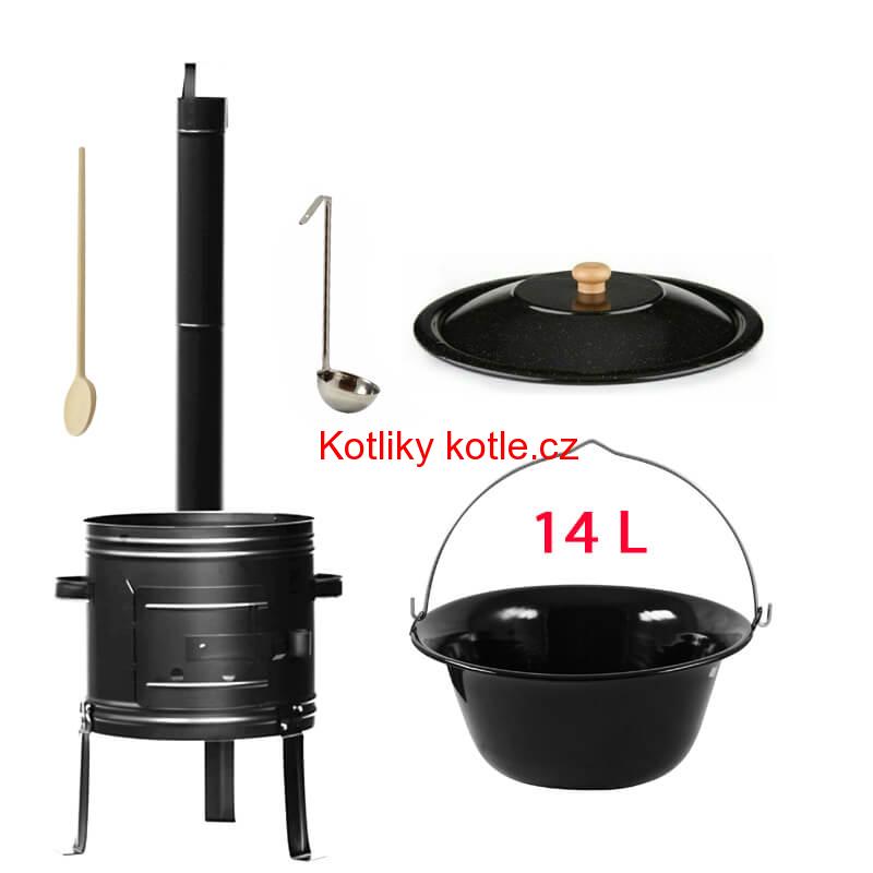 Smaltovaný kotlík 14 L + kovová kotlina 36 KOV