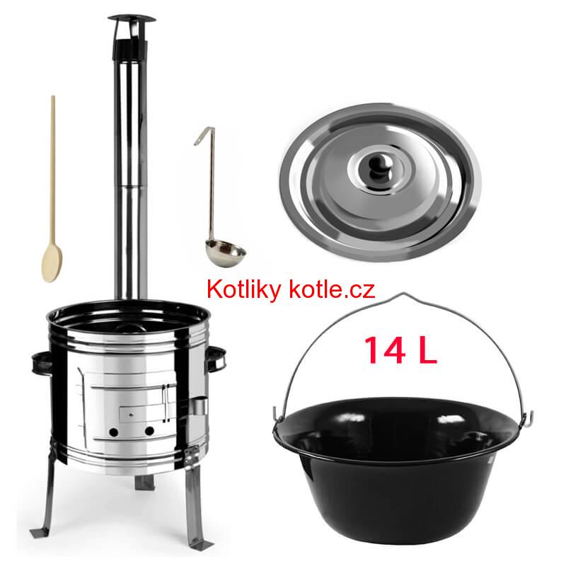 Smaltovaný kotlík 14 L + nerezová kotlina 36 INOX