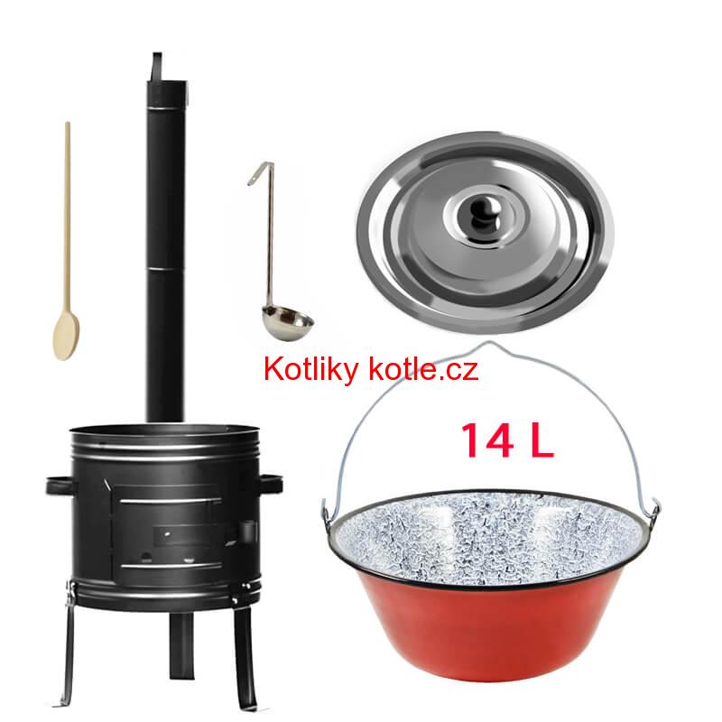 Smaltovaný kotlík 14 L + kovová kotlina 36 KOV