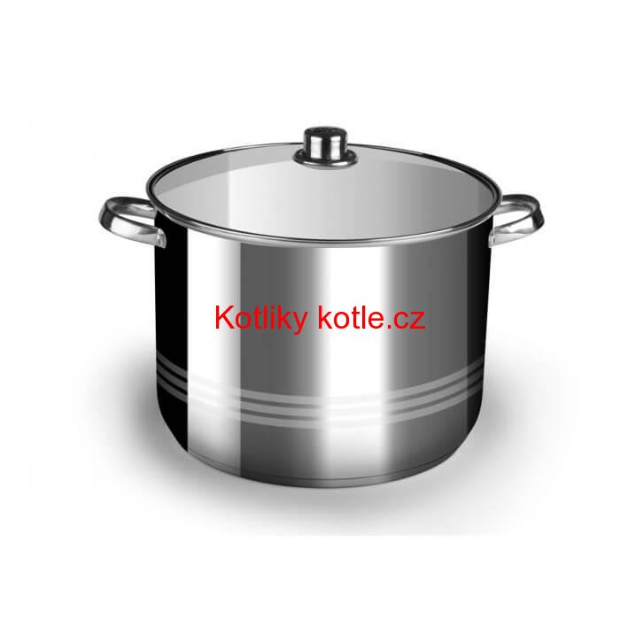 Nerezový hrnec 16 L + skleněná poklice