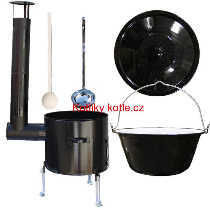 Smaltovaný kotlík 10 L + smaltovaná kotlina 31 Easy party