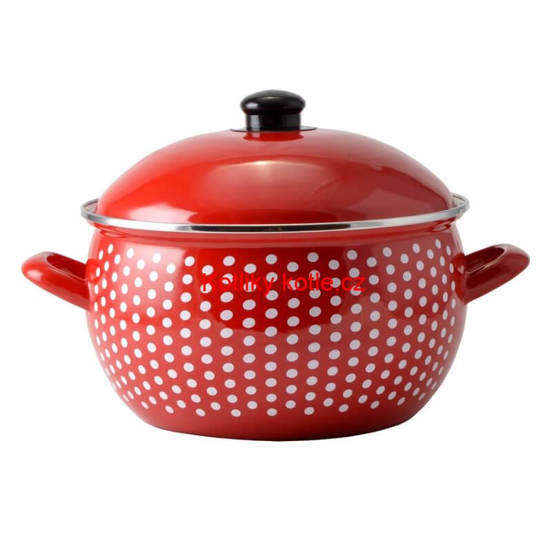 Smaltovaný hrnec 2 l červený 16 cm (tečkovaný)
