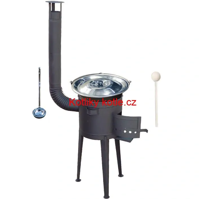 Nerezový kotlík 20 L (1,5 mm) + vysoká žáruvzdorná kotlina (1,5 mm) HODO 42 cm PLUS 600 + vařečka + naběračka