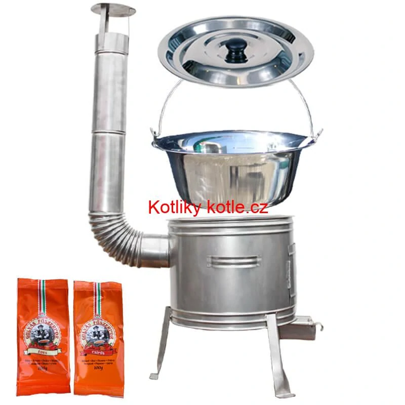 Nerezový kotlík 22 L (0,8 mm) INOX + Nerezová kotlina 42 INOX + paprikový pepř na guláš - MIX 100 g