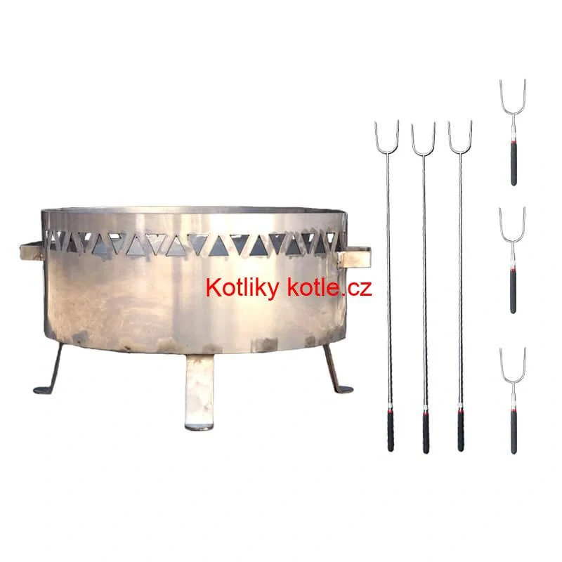 Přenosné ohniště nerezové (1,5 mm) FIFO + Vidličky na opékání teleskopické 6 ks
