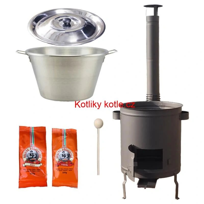 Nerezový kotel 40 L + Hrubostěnná kotlina 45 cm (1,5 mm) STRONG Plus 600 + paprikové koření na guláš