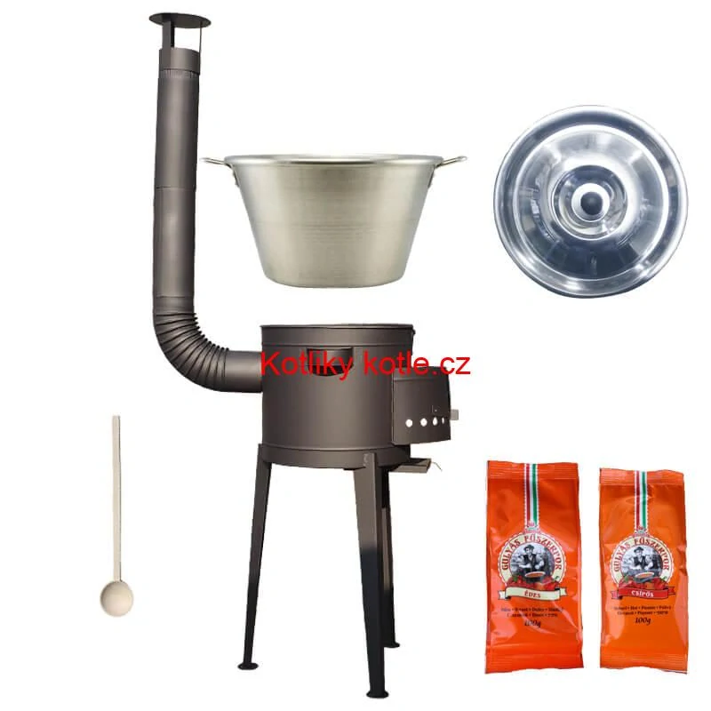 Nerezový kotel 40 L + vysoká kotlina 47 cm (2,0 mm) HODO Plus 600 + paprikové koření na guláš