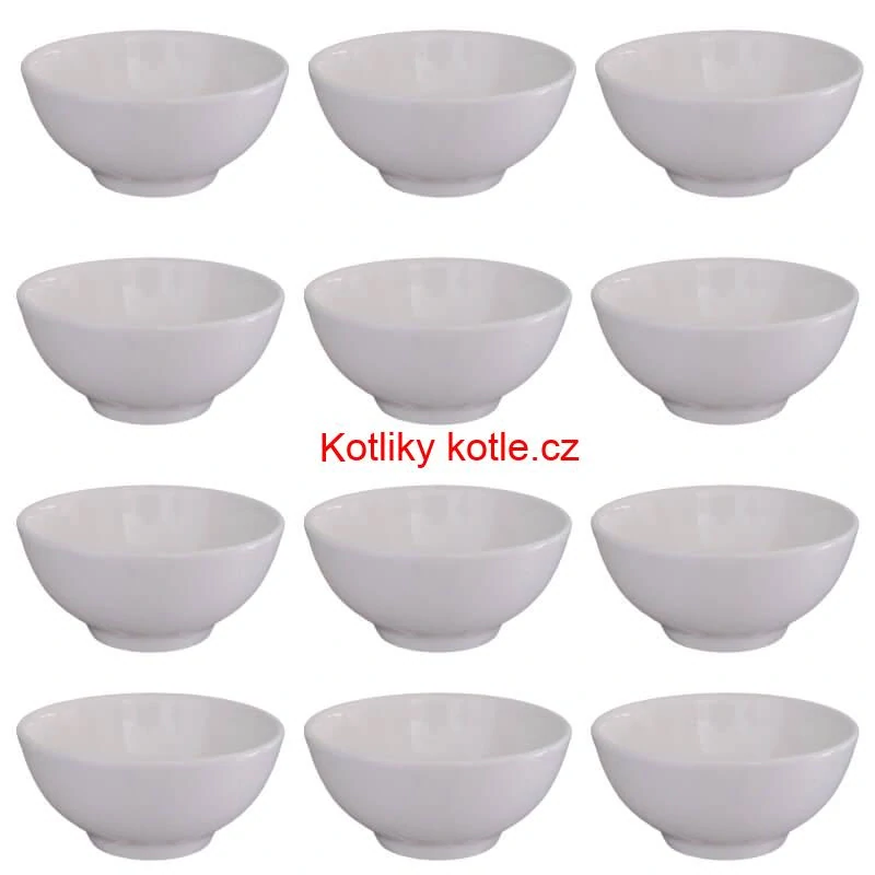 Keramické misky na servírování guláše 15 cm 12 ks bílé