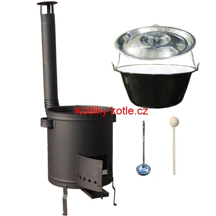 Smaltovaný kotlík 16 L (1,2 mm) + hrubostěnná (1,5 mm) a žáruvzdorná kotlina 39 PLUS 600