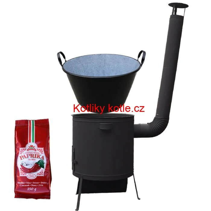 Zabijačkový smaltovaný kotel 100 L, žáruvzdorná kotlina 42 PLUS 600 4 MM + sladká paprika GURMÁN 250 g