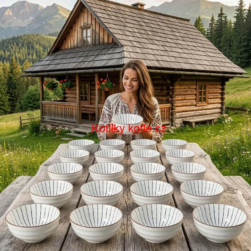 Sada 24 ks velkých keramických misek na guláš a polévky, 1 litr