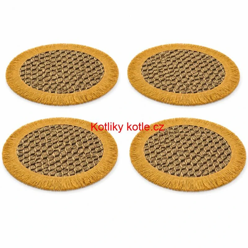 Přírodní podložky pod talíř se třásněmi 37 cm, 4 ks
