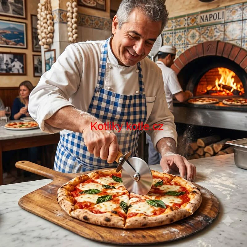 Kráječ na pizzu s dřevěnou rukojetí 22 cm