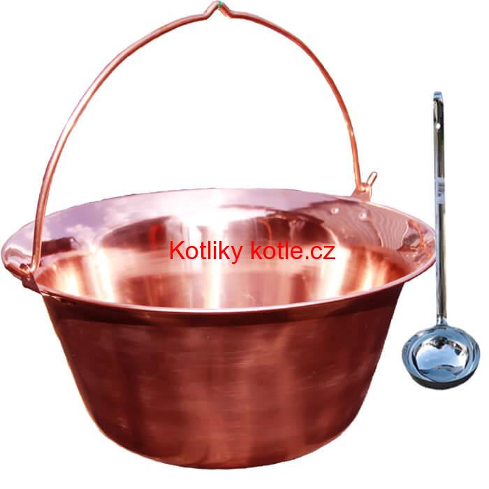 Měděný kotlík 20 L (1,2 mm) + nerezová naběračka
