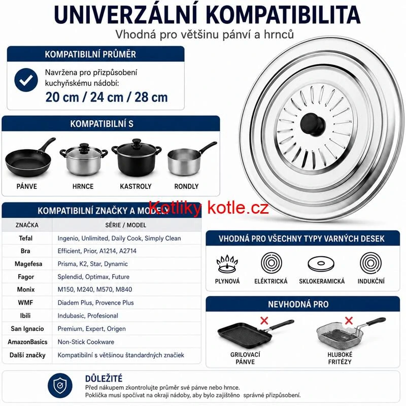 Nerezová poklice proti stříkání 28 cm
