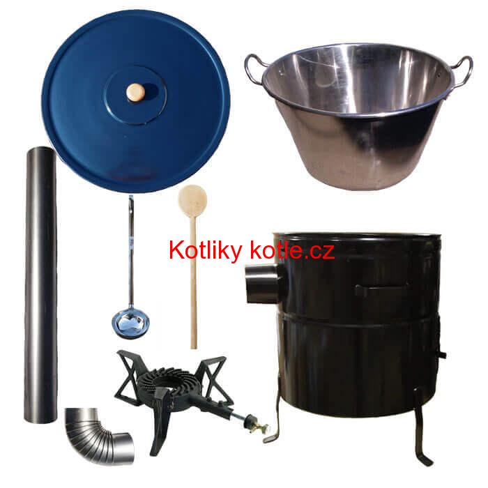 Zabijačkový nerezový kotel 60 L + kovová kotlina 53 cm + litinový hořák