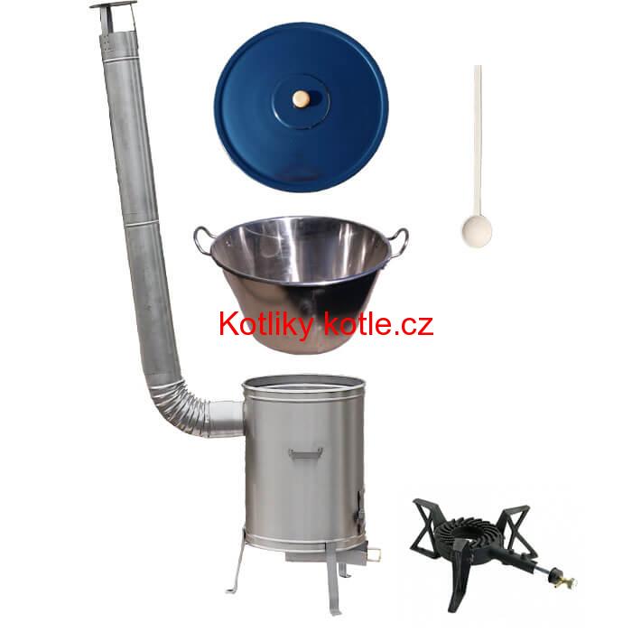 Zabijačkový nerezový kotel 60 L + nerezová kotlina 53 cm + hořák 7 kW