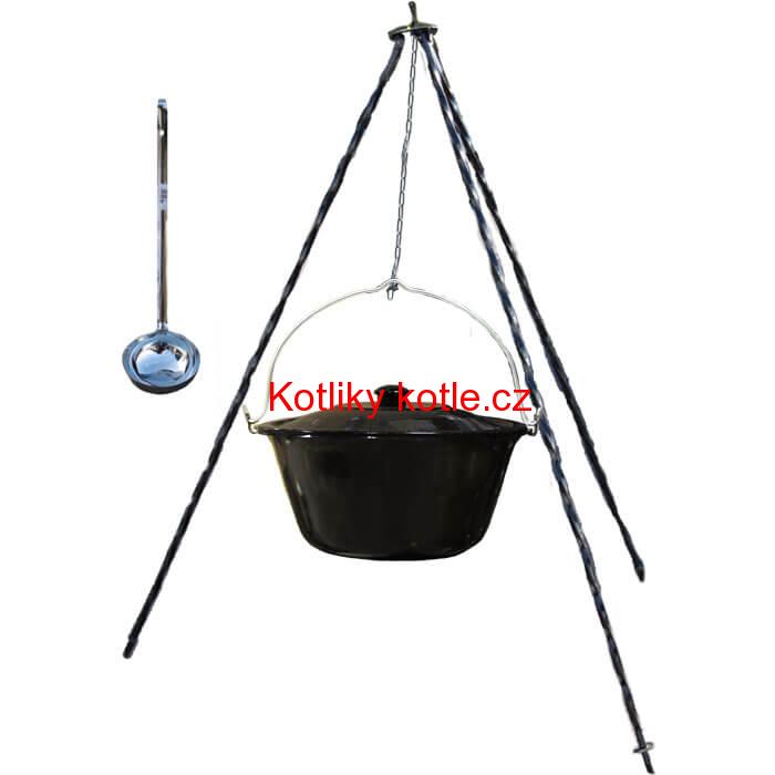 Smaltovaný kotlík 20 L poklice + trojnožka 1,20 m