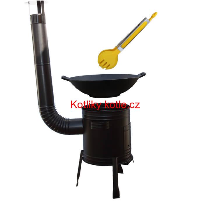 Litinový wok 36 cm + kotlina 31 cm a obracečka WOK AZIA