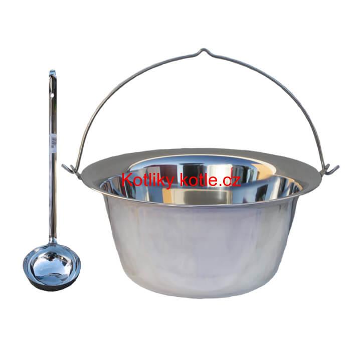 Nerezový kotlík 20 L (0,8 mm) + nerezová naběračka