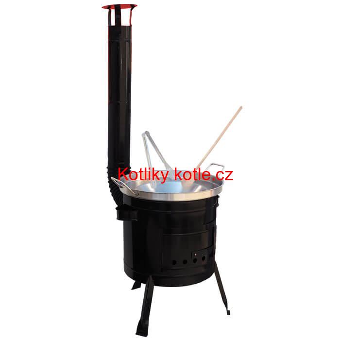 Nerezová pánev na grilování + kovová kotlina 36 cm