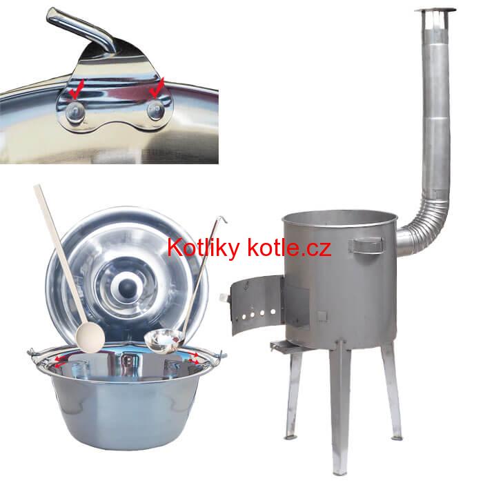 Zesílený nerezový kotlík 20 L + nerezová kotlina 42 cm LUXUS