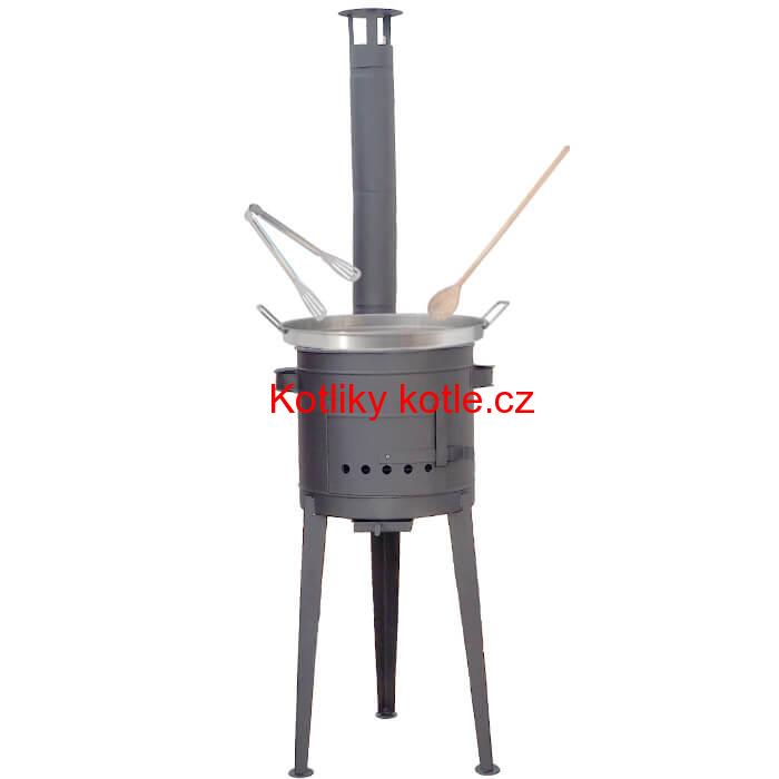 Nerezová pánev na grilování + žáruvzdorná kotlina 36 cm