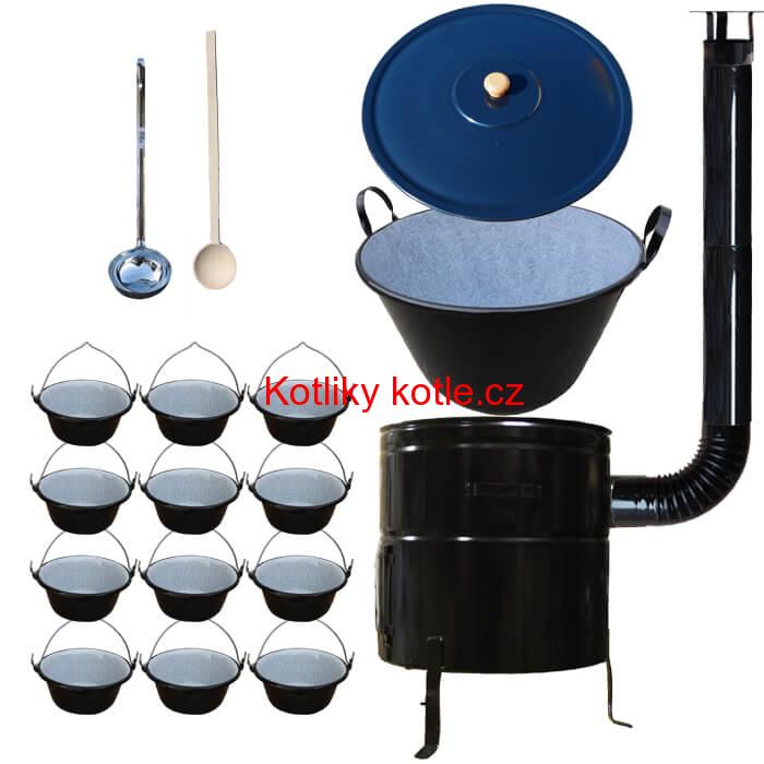 Smaltovaný kotel 60 L + servírovací kotlíky (12 ks) BIG PARTY