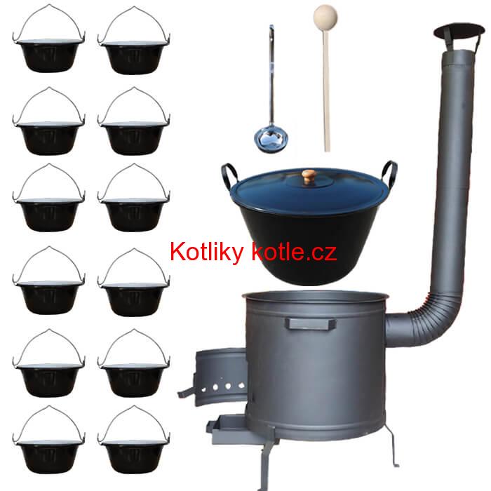 Smaltovaný kotel 60 L + servírovací kotlíky (12 ks) PLUS 600