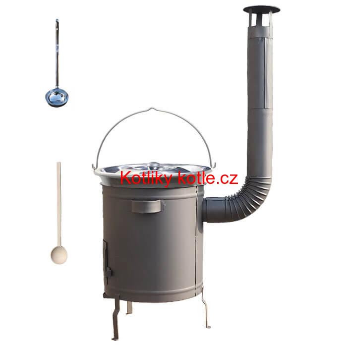 Nerezový kotlík 20 L (1,5 mm) + hrubostěnná (1,5 mm) a žáruvzdorná kotlina 42 PLUS 600