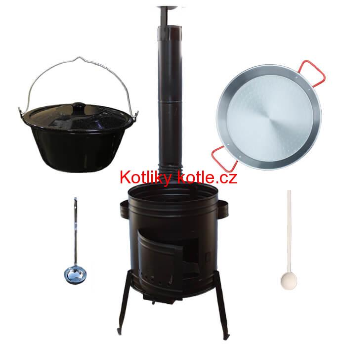 Paella ocelová pánev 42 cm se smaltovaným kotlíkem 16 L (1,2 mm) a kotlinou