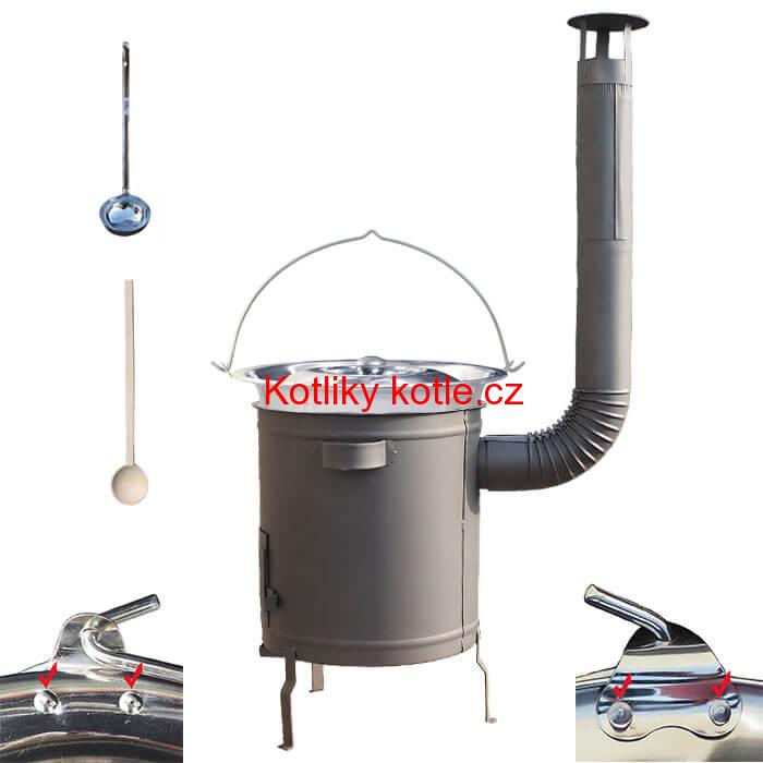 Nerezový kotlík 30 L (0,8 mm) zesílený s nýty + silnostěnná (1,5 mm) a žáruvzdorná kotlina 45 PLUS 600