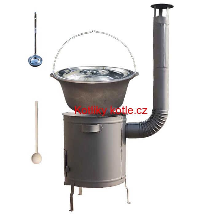 Litinový kotlík 22 L + silnostěnná (1,5 mm) a žáruvzdorná kotlina 45 PLUS 600