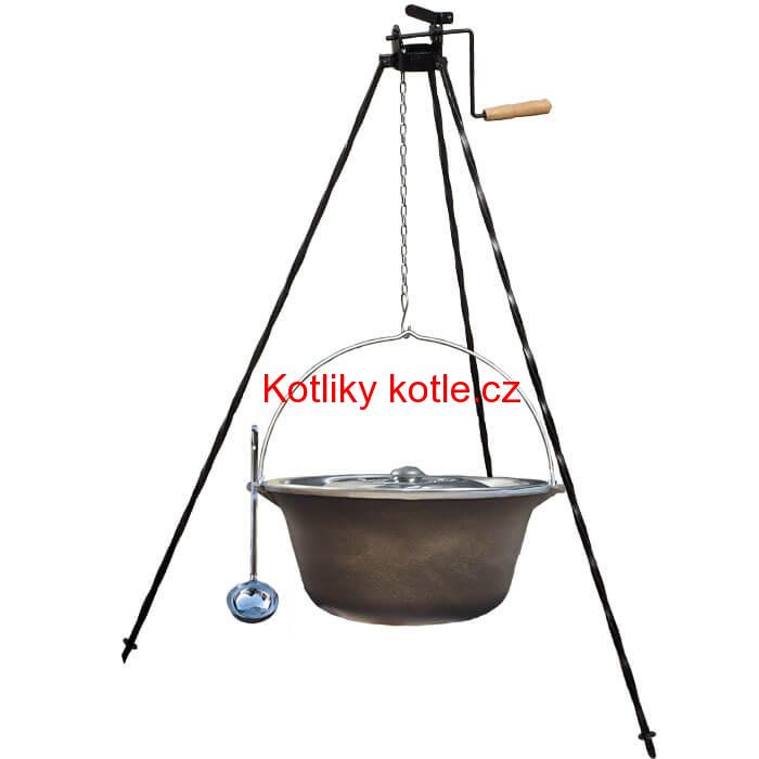 Litinový kotlík 10,8 L + stojan s kladkou VAR
