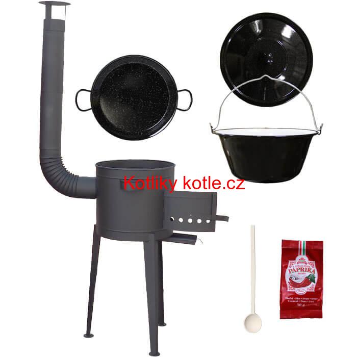 Smaltovaný kotlík 13 L + Paella smaltovaná pánev + vysoká žáruvzdorná kotlina 36 cm PLUS 600