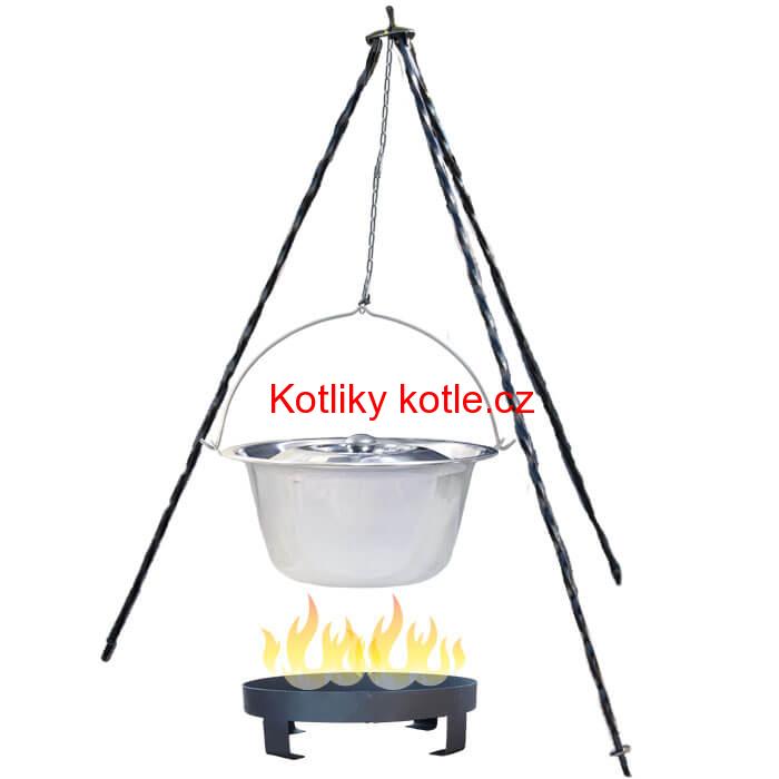 Nerezový kotlík 10 L (0,8 mm) + Ohnisko + stojan 1,2 m