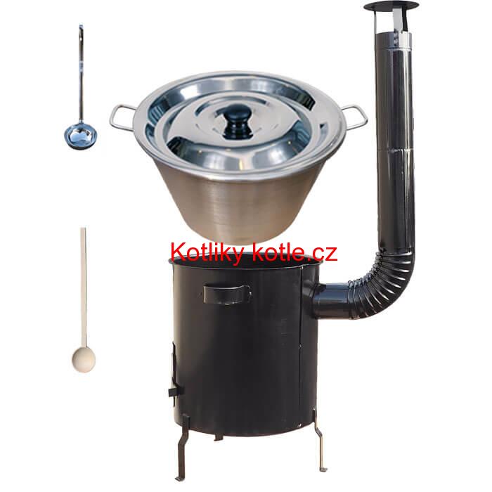 Nerezový kotel 40 L (1,2 mm) + hrubostěnná (1,5 mm) kovová kotlina 45 STRONG