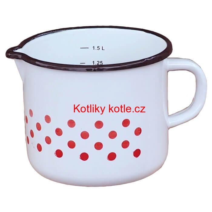 Smaltovaný hrnek s výlevkou 1,5 L - tečkovaný